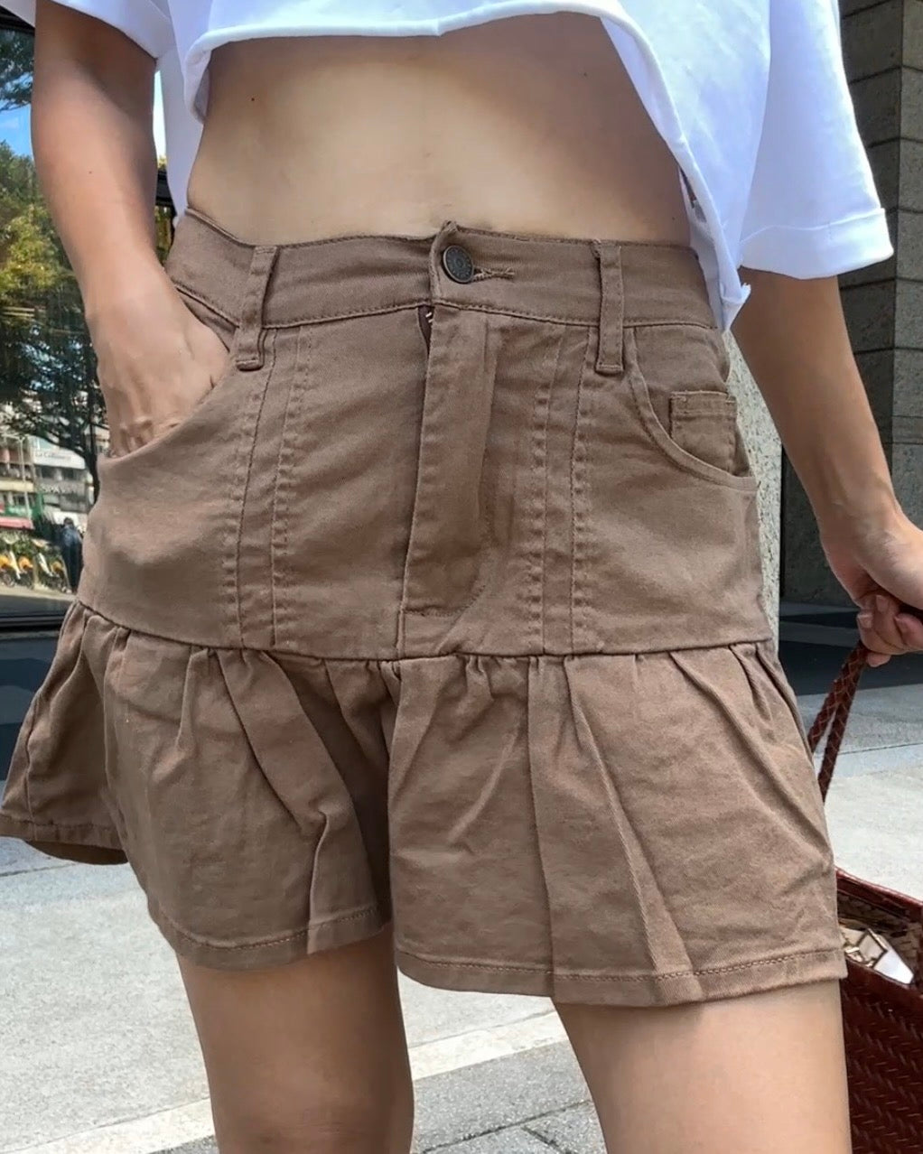 Btliz2608卡其牛仔裙
