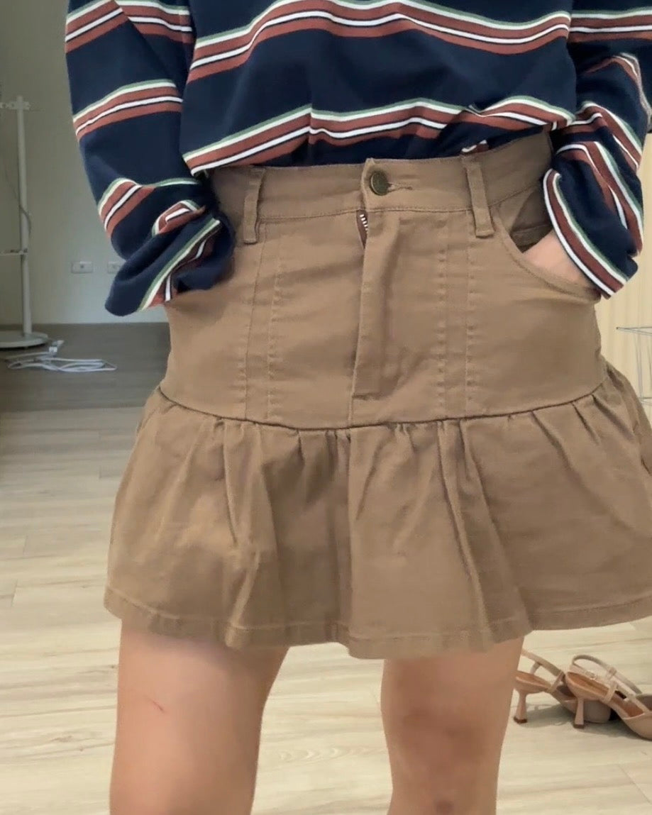 Btliz2608卡其牛仔棉裙