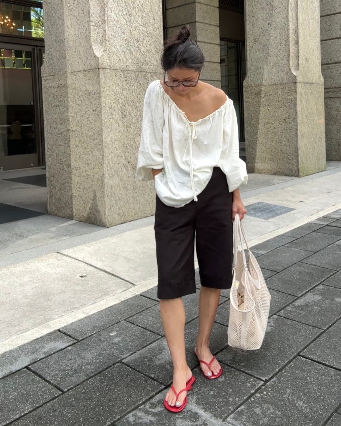 Tpliz2608兩穿平口亞麻衫（白）