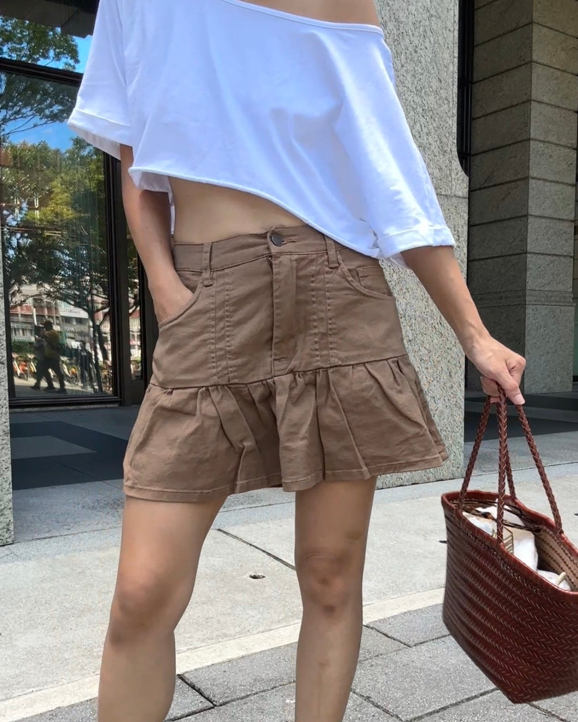 Btliz2608卡其牛仔裙