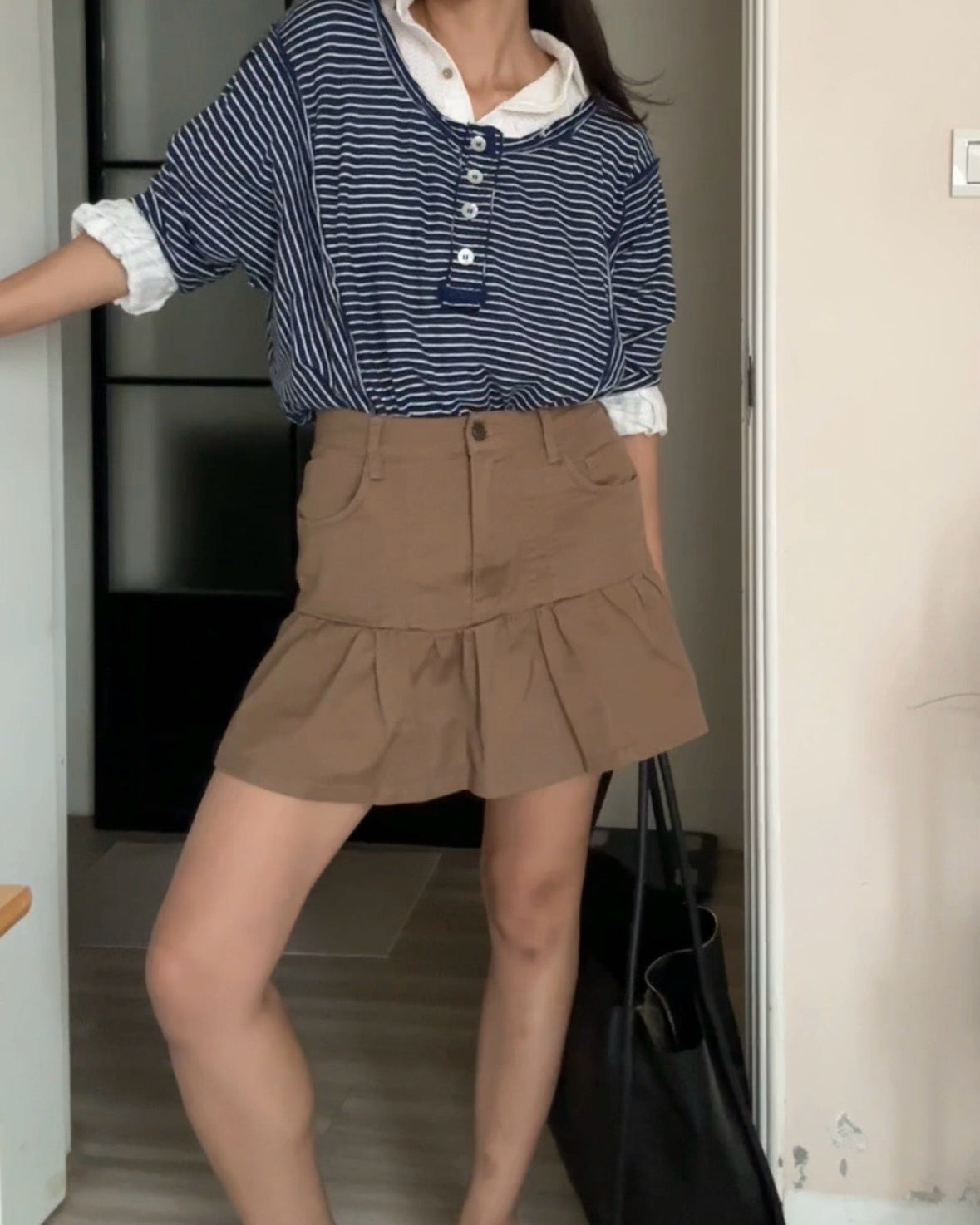 Btliz2608卡其牛仔棉裙
