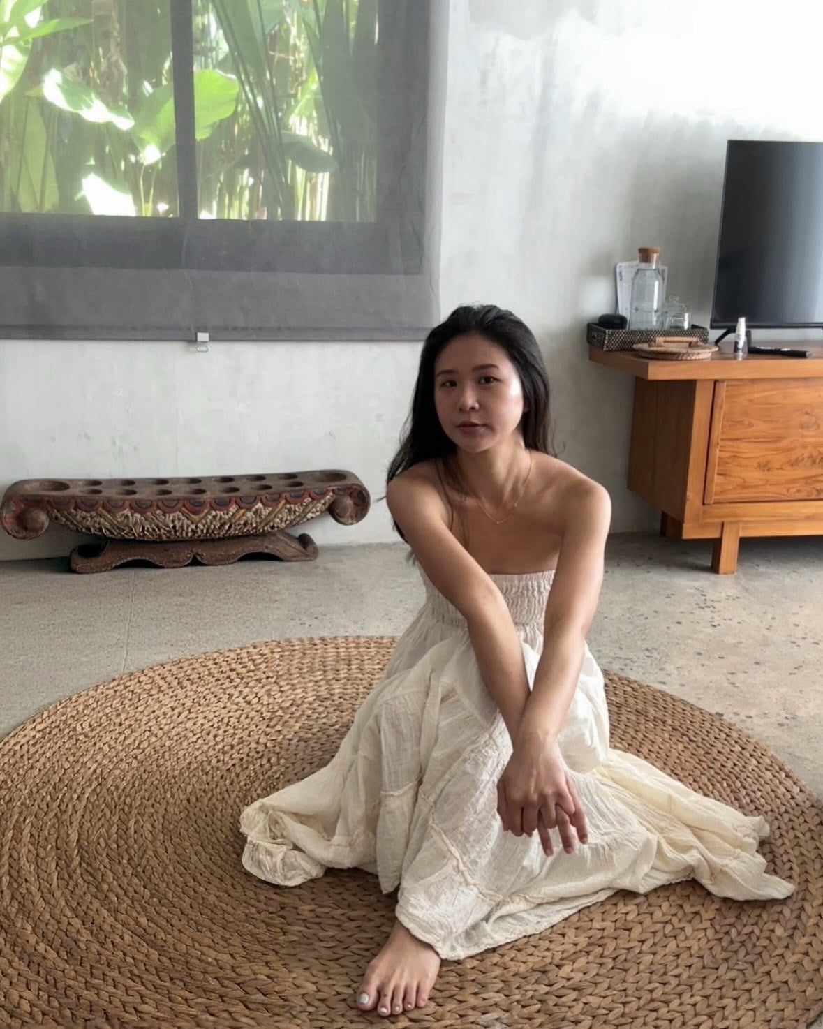 Btta2607抓皺兩穿蛋糕裙（杏白）