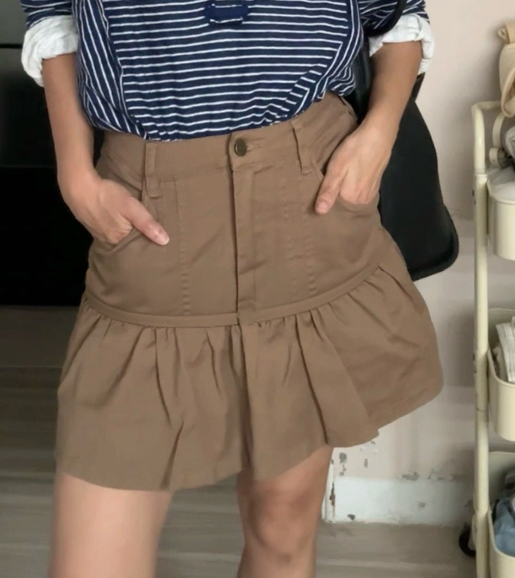 Btliz2608卡其牛仔棉裙