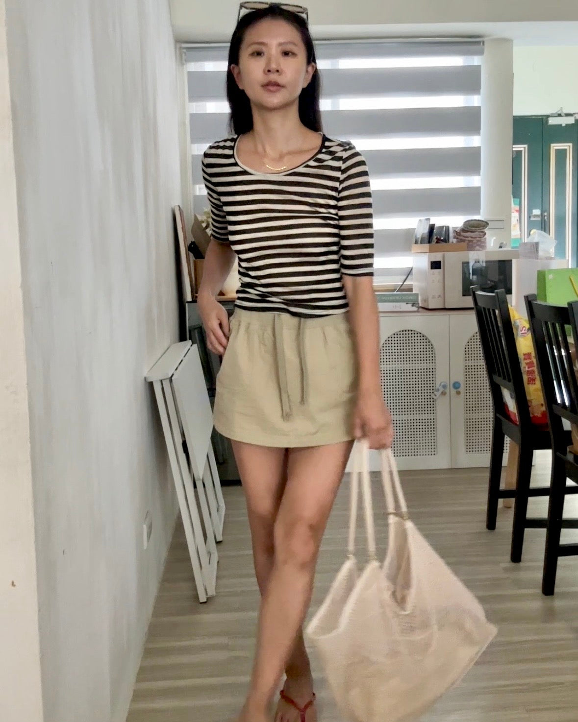 Tpliz2608超透氣短版條紋T