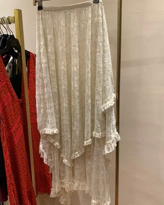 Btfree2608蕾絲蛋糕裙（杏白）