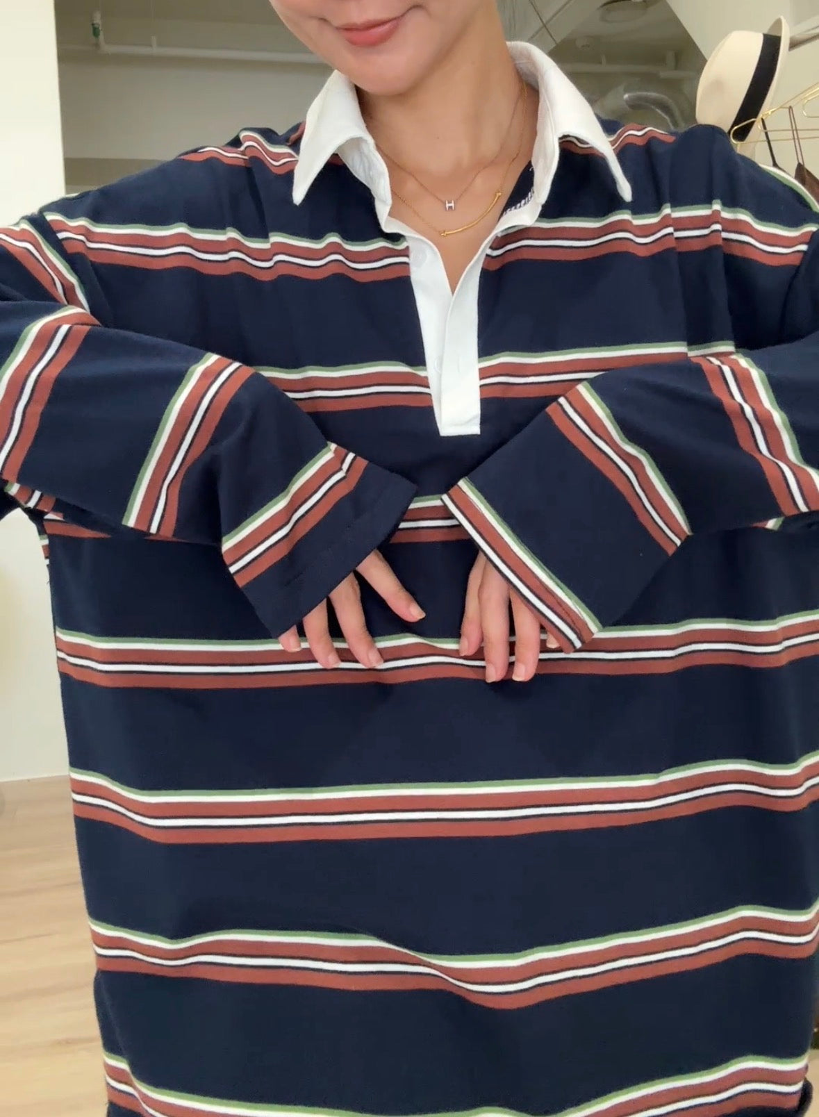 Tpliz2609條紋polo領長袖棉衫-4
