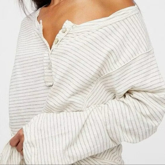 Tpfree2609條紋寬袖棉T-4