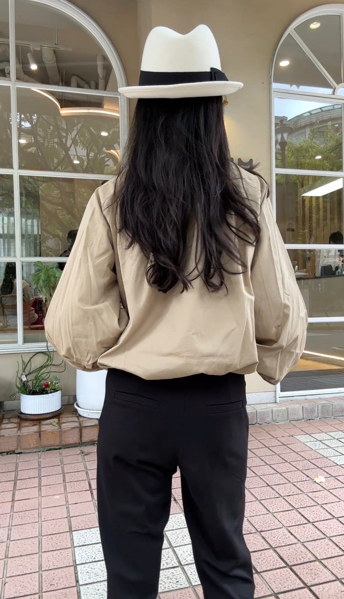 Otliz2609泡泡袖拉鍊收腰風衣外套（100%純棉）-3