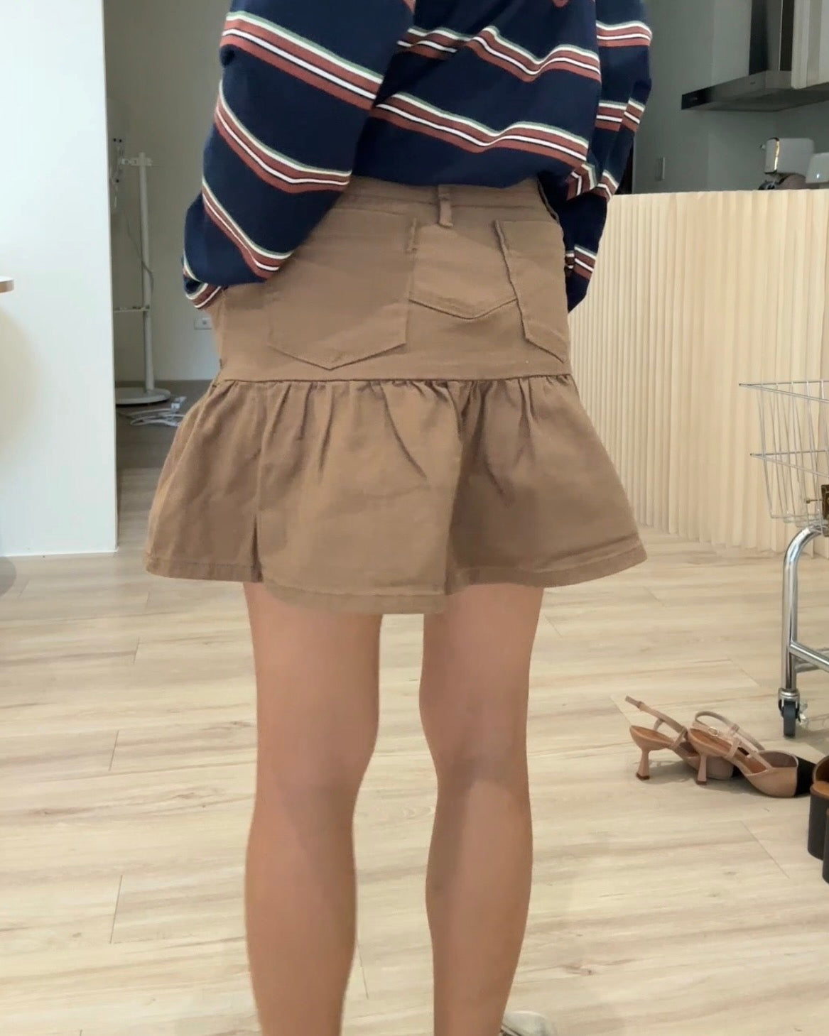 Btliz2608卡其牛仔棉裙